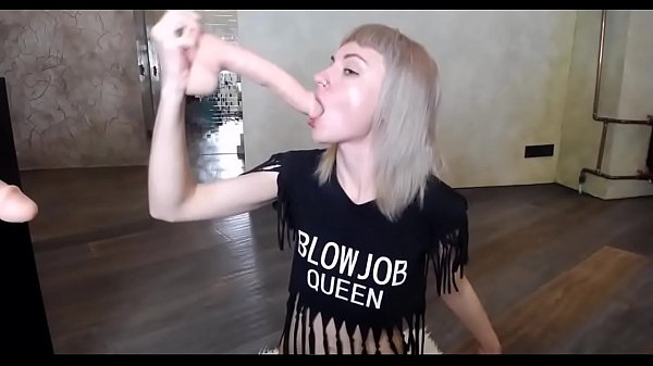 Quick Deepthroat Lesson On Huge Dildo